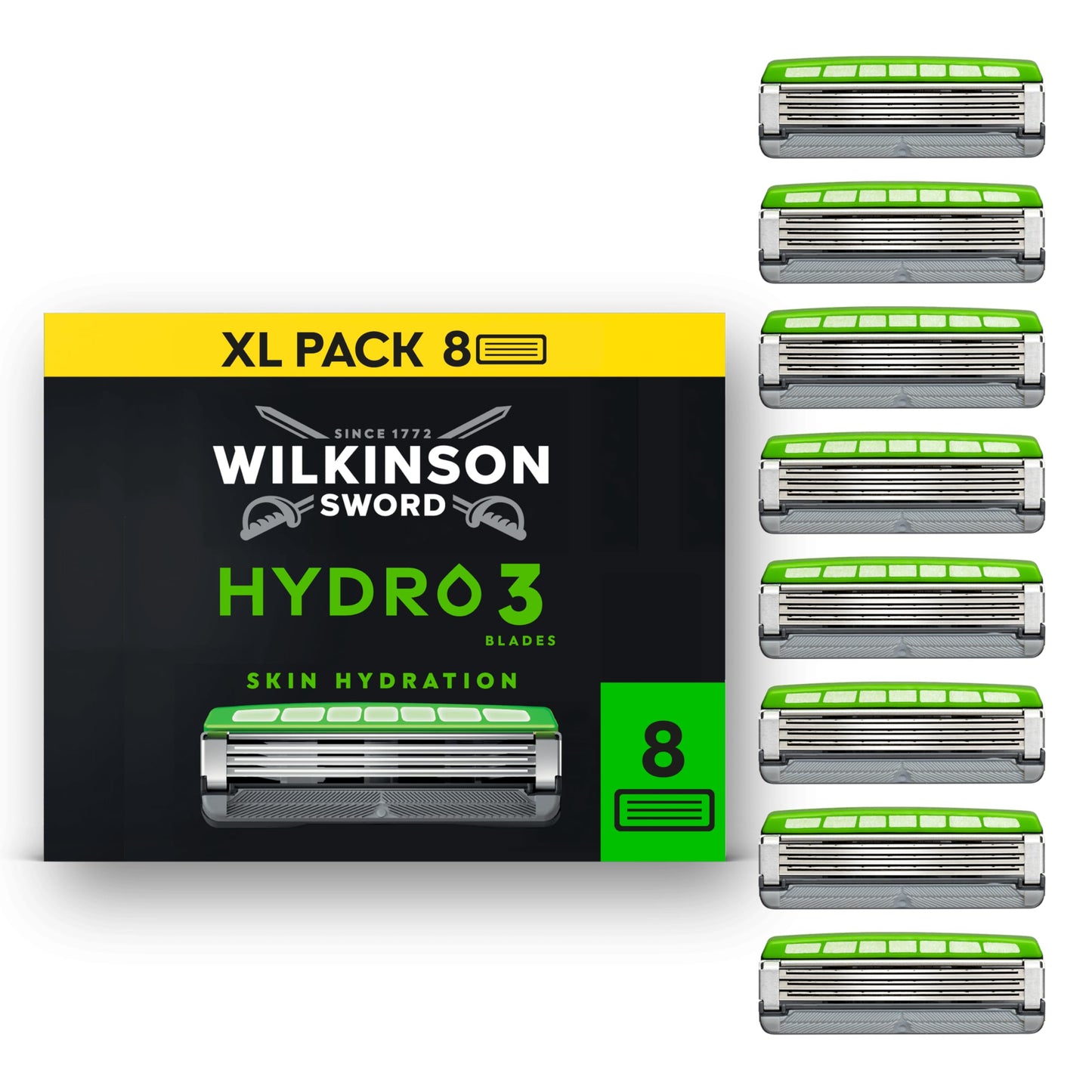 Wilkinson Sword Hydro 3 skuvekļa rezerves asmeņi, 8 gab. iepakojums