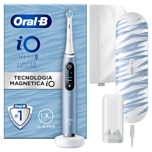 Oral-B iO Series 9 Special Edition, elektriskā zobu birste, ar Bluetooth, 7 tīrīšanas režīmi, 1 ceļojuma futrālis, 1 soma, akvamarīns