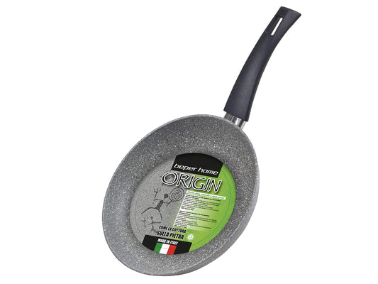 BEPER panna 28 cm - akmens, pelēka, ražota Itālijā, kolekcija Origin, izturīga un stilīga.