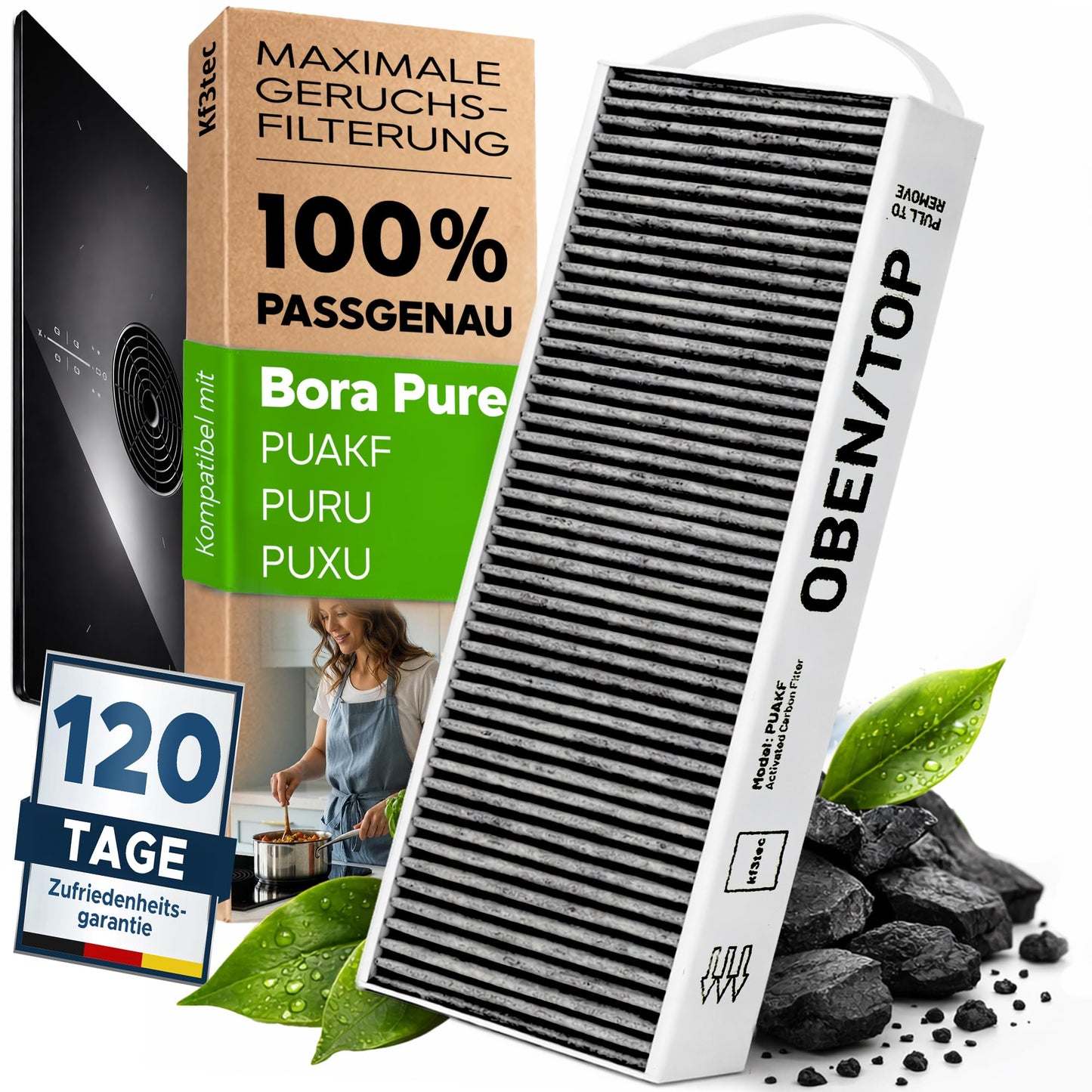 Aktīvās ogles filtrs Bora Pure PUAKF, paredzēts PURU un PUXU recirkulācijas plīts virsmām