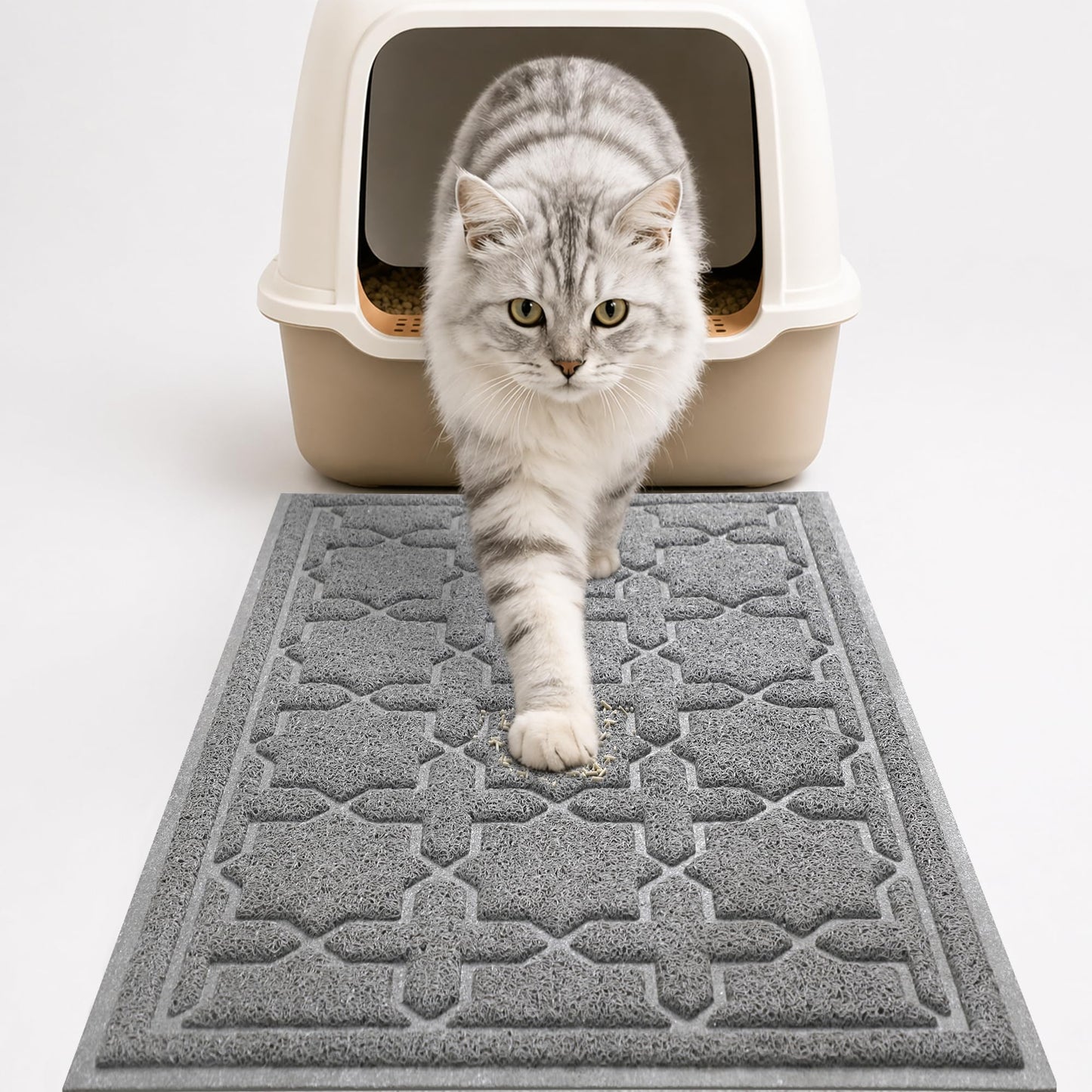 Kaķu paklājiņš Yimobra Katzenstreumatte, XL Jumbo 90 x 60 cm, viegli tīrāms, neslīdošs, ūdensnecaurlaidīgs, pakaišu paklājiņš kaķu tualetei, tumši pelēks
