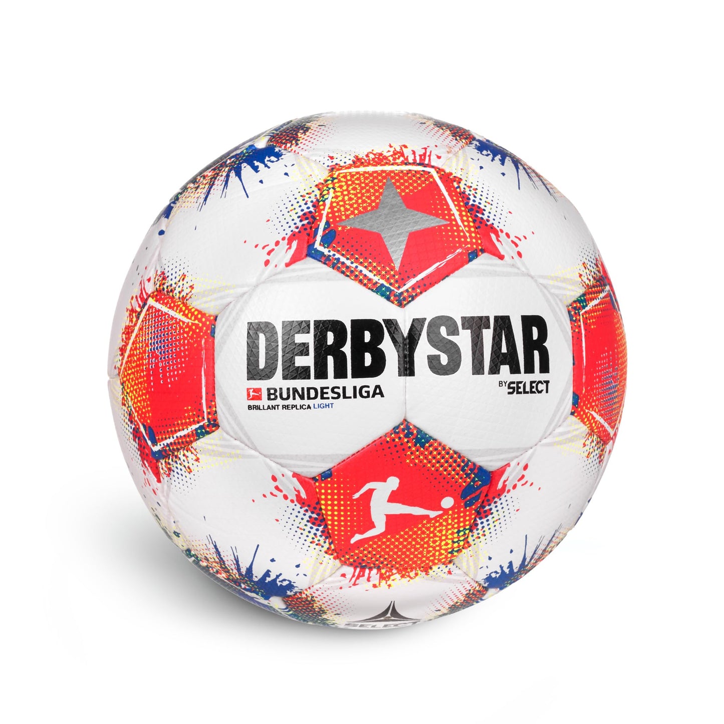 Futbola bumba Derbystar Bundesliga Brillant Replica Light v25 4, jauniešu brīvā laika bumba, PU ar dimanta struktūru, viegla 350 g