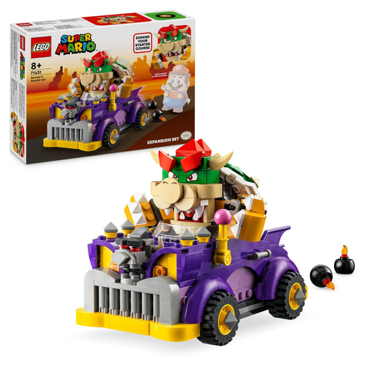 LEGO Super Mario Bowser's Briesmoņu Auto - Expansion set with Bowser figure, ideal gift for kids aged 8 and up, fun play toy.