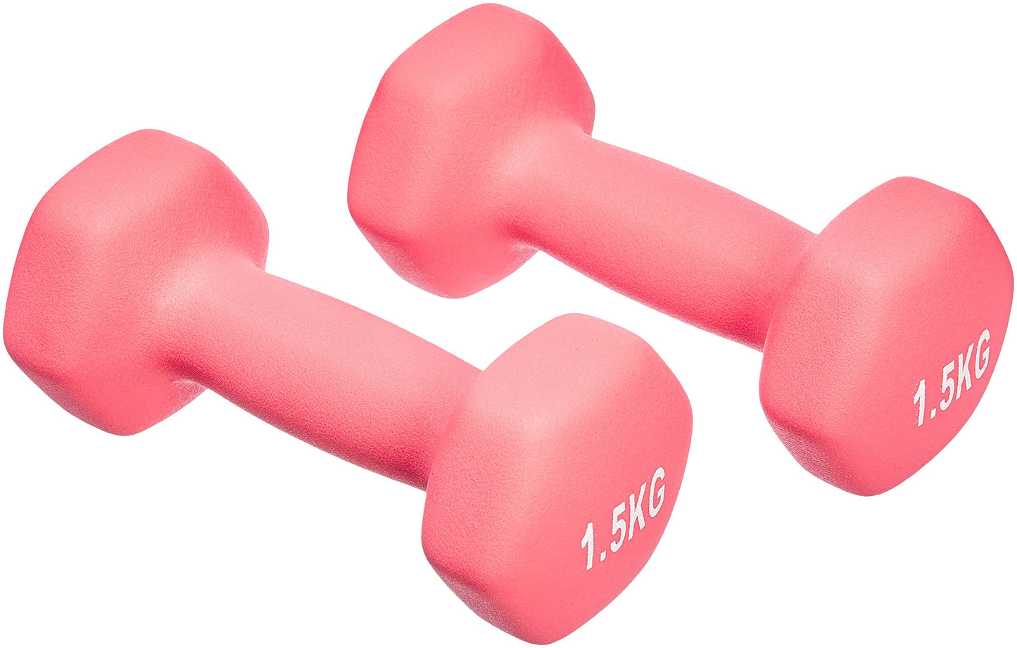 hanteles komplekts, 2 gab., 1,5kg, sešstūra forma, rozā, spēka treniņiem un fitnesa nodarbībām