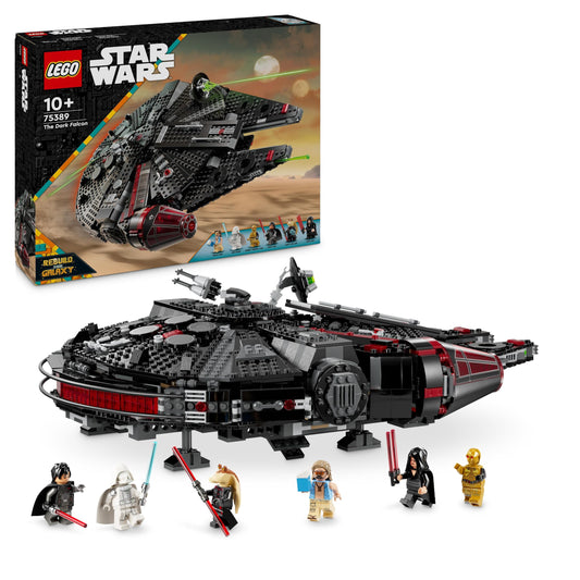 LEGO Zvaigžņu kari Tumšais Tūkstošgades piekūns - celtniecības komplekts ar zvaigžņu kuģi, ideāla dāvana bērniem un faniem.