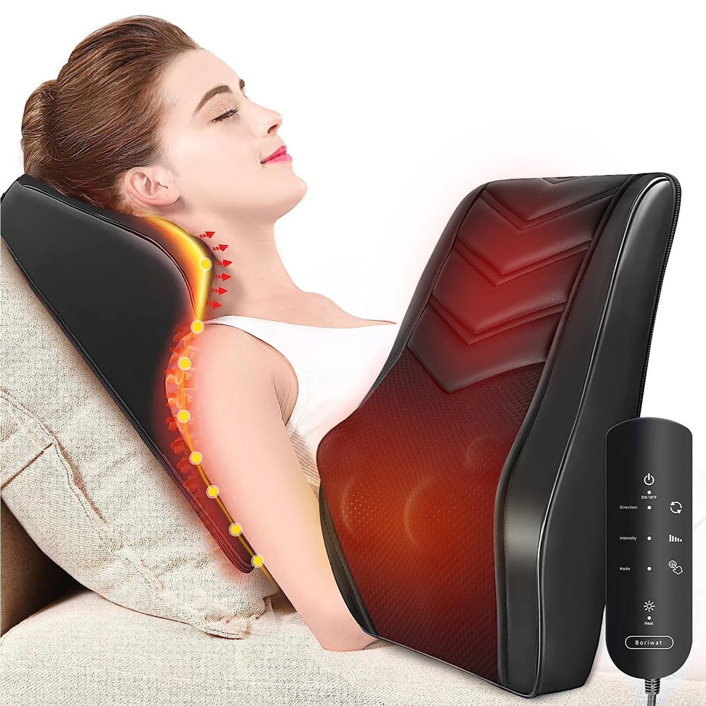 Shiatsu masāžas ierīce Boriwat 3D, kakla masieris ar siltumu mugurai
