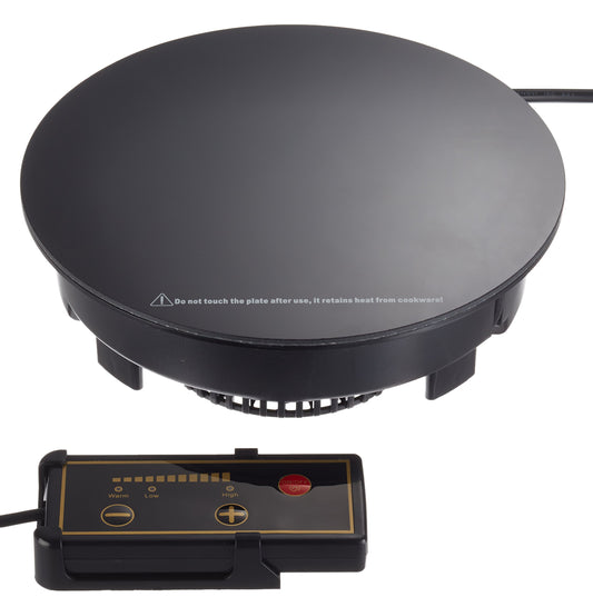 Lacor 69131 – Indukcijas plāksne Chafing Dish (1000W, Ø24 cm) ar temperatūras regulatoru, ideāli piemērota bufetēm, melnā krāsā.