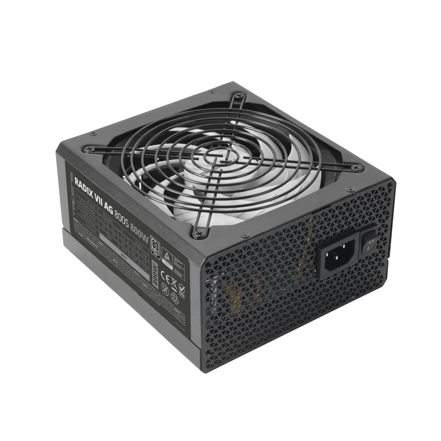 Tacens Radix VII AG 800S - 800W ATX PSU, 80Plus Silver, 87% efficiency, AI-RPM 140mm fan, Japanese capacitors, black.
