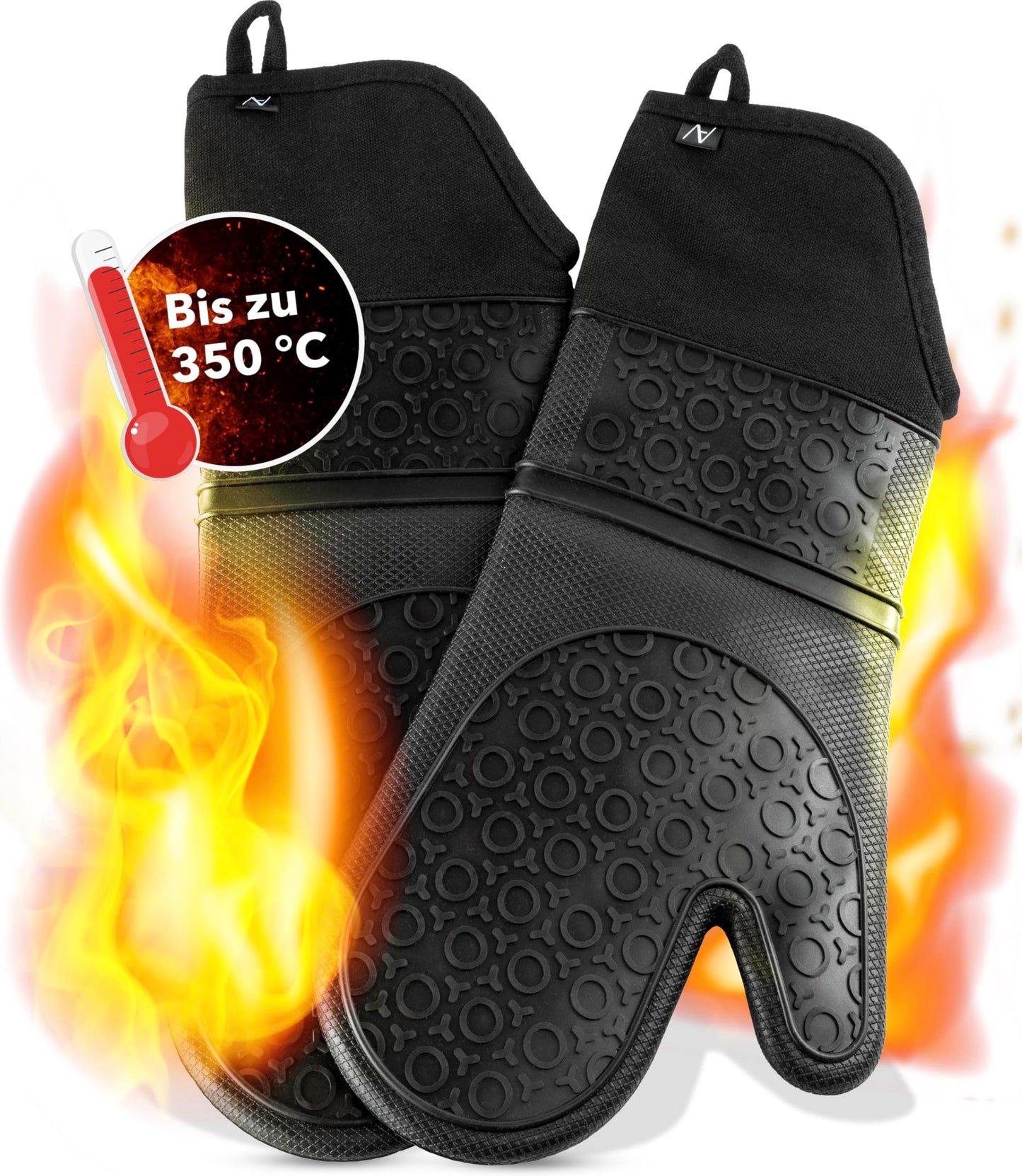 AVANA silikona krāsns cimdi karstumizturīgi līdz 350°C, pretslīdes, melni