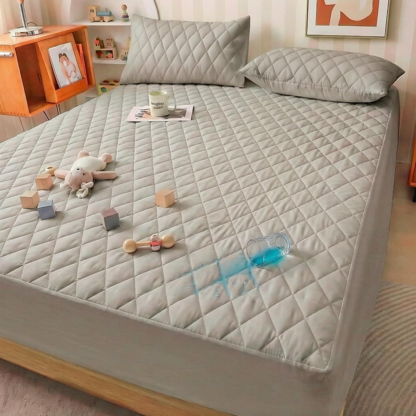 Matracis palags WESLEEPER ūdensnecaurlaidīgs 200 x 200 cm, elastīga mala, īpaši mīksts, elpojošs, mazgājams, White 90cm