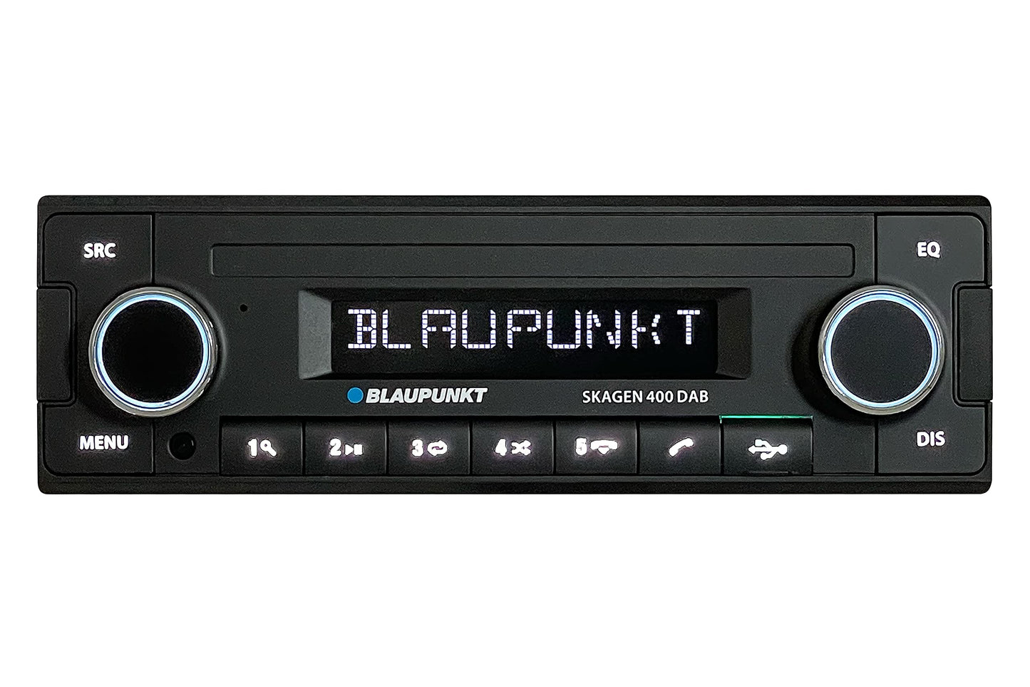 Blaupunkt Skagen 400 DAB, 1-DIN radio, īss iebūvējamais dziļums, DAB, Bluetooth, melns