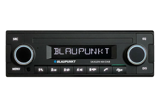 Blaupunkt Skagen 400 DAB, 1-DIN radio, īss iebūvējamais dziļums, DAB, Bluetooth, melns