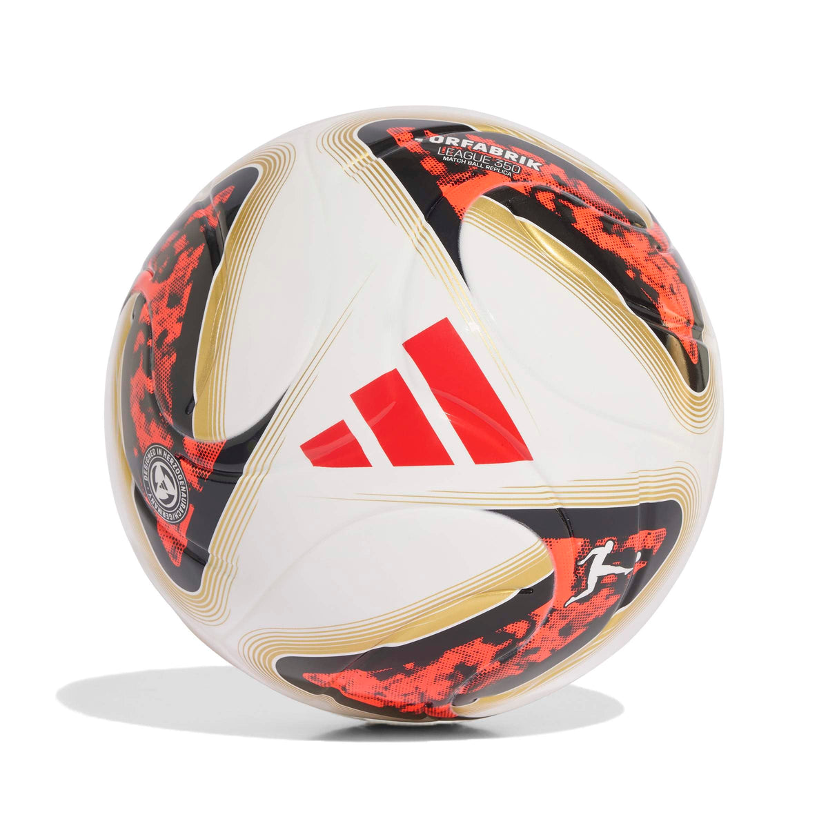 Futbola bumba adidas bērniem Bundesliga 26/27 Torfabrik League J350, White/Black/Solar Red, 4