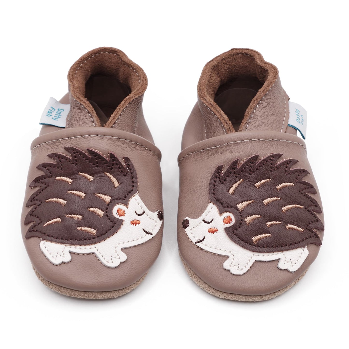 Leder krabbelschuhe Dotty Fish, neslīdoši, mīksta zole, eža motīvs, 12-18 M.