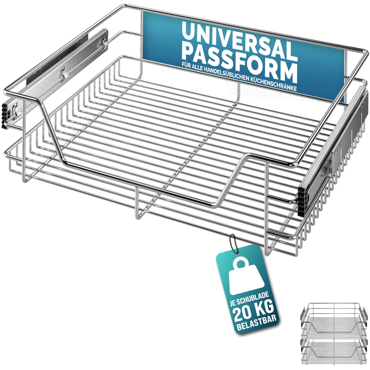 Teleskopiskā atvilktne 2x Casaria® skapim, izvelkams organizators, 20 kg