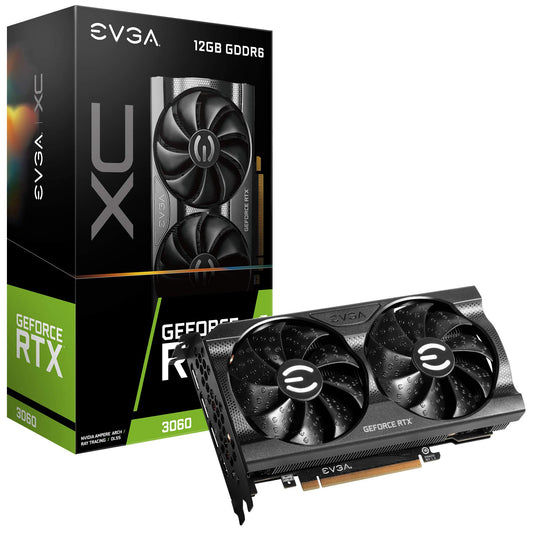 EVGA GeForce RTX 3060 XC Gaming - 12GB GDDR6, dual fans, metal backplate for enhanced cooling and durability