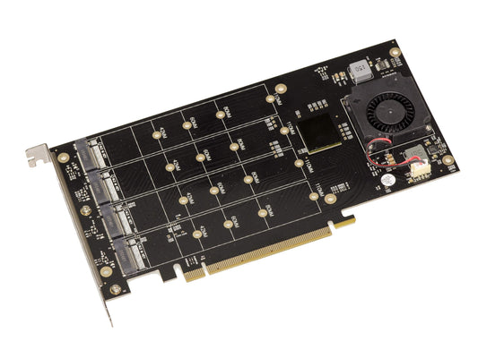 KALEA-INFORMATIQUE PCIe x16 M2-kontrollerkarte - 4 M.2 NVMe slots, PLX8747 chip, 128GB bandwidth, max 16000MB/s.