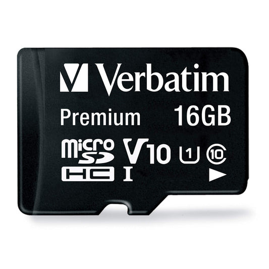 Verbatim Premium Micro SDHC atmiņas karte ar adapteri, 16 GB, datu glabāšanai foto un video ierakstiem, Micro SD karte melnā krāsā, ideāli piemērota mobilajam telefonam, kamerai vai planšetdatoram