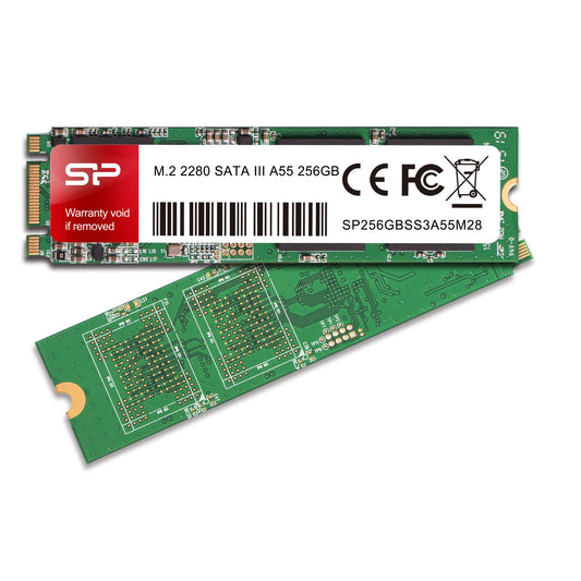 Silicon Power M.2 2280 A55 Half-Slim 256 GB SSD - High-speed Serial ATA III, SLC technology for reliable performance.