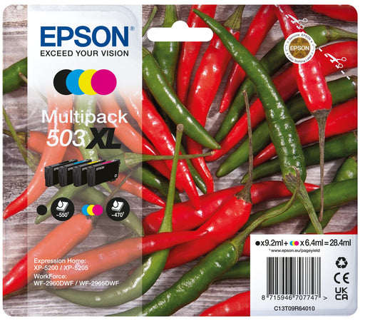 Epson 503XL ink multipack - 4-color XL for XP-5200, XP-5205, WF-2960DWF, WF-2965DWF, compatible with ReadyPrint Flex.