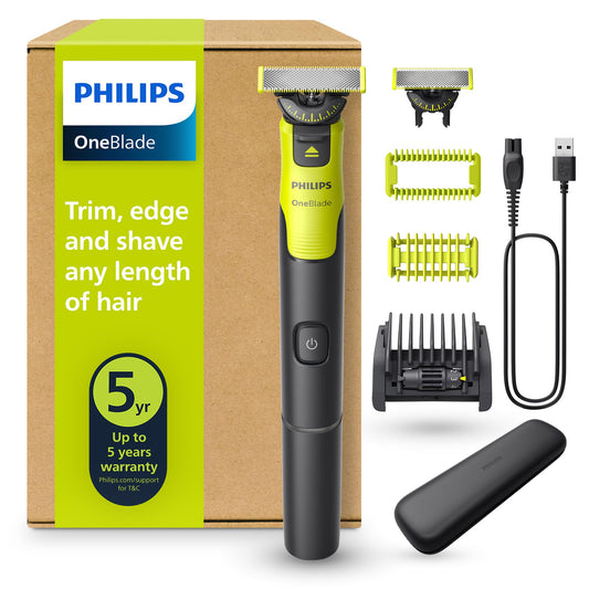 Philips OneBlade 360 Sejai un Ķermenim ar lietotnes savienojumu - Elektriskais bārdu griezējs, skuveklis un ķermeņa kopšanas ierīce ar 360 tehnoloģiju, regulējams 5-in-1 griešanas uzgalis, 1x ķermeņa komplekts, ceļojumu maciņš, QP4631/65