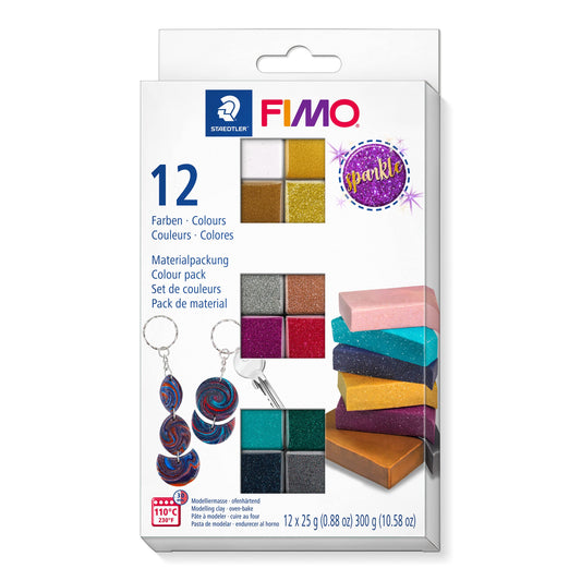 STAEDTLER FIMO 8013 krāsu komplekts, 12 pusbloki, Sparkle