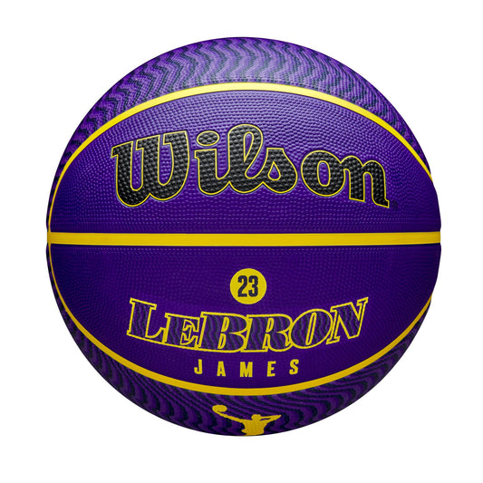 Basketbola bumba Wilson NBA Player Icon Outdoor, Lebron James, violeta/dzeltena, 7. izmērs