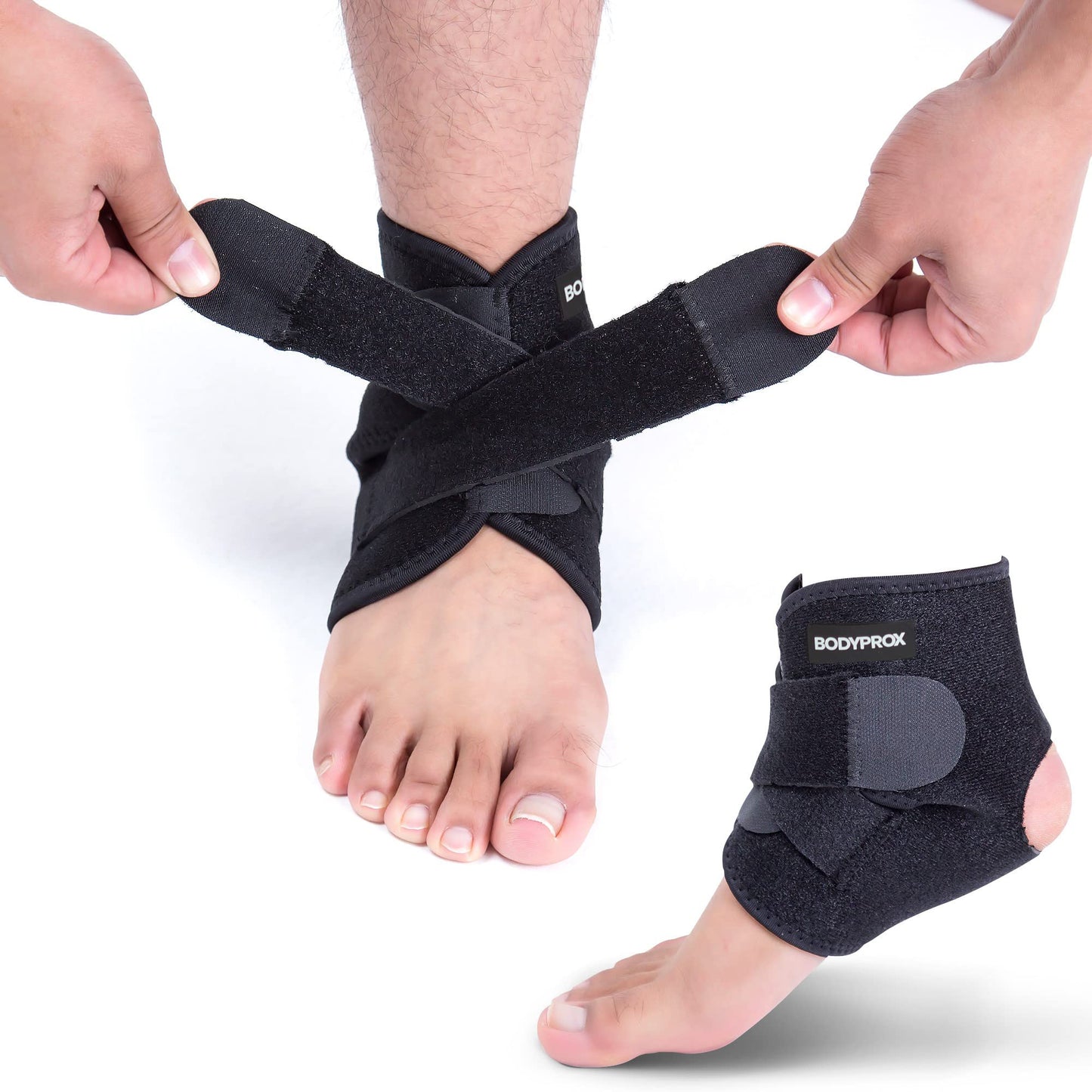 Bodyprox potītes bandāža, elpojošs neoprēna uzmavas tipa balsts, regulējama
