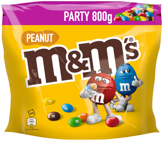 M&M'S zemesriekstu šokolādes dražejas, piena šokolāde, ballītes maisījums, lielais iepakojums, 800 g