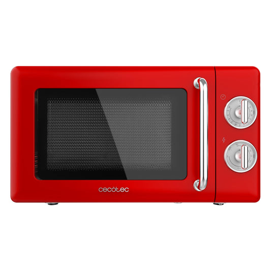 Cecotec mikroviļņu krāsns ar grilu Proclean 3110 Mehāniska, 20 l, retro, 700 W, 6 līmeņi, taimeris līdz 30 minūtēm, atkausēšanas režīms, vintage dizains sarkanā krāsā, tērauda apdare