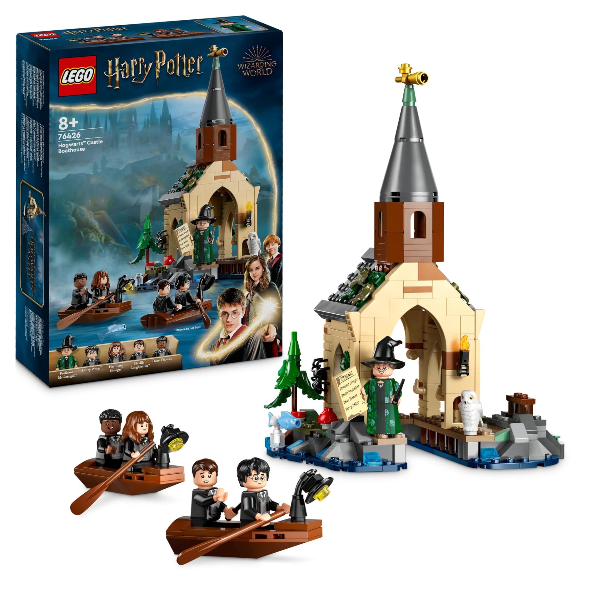 LEGO Harija Potera Cietokšņa Hogvartsas laivu māja - 2 būvējamās laivas, 5 minifigūras, rotaļlieta bērniem no 8 gadu vecuma.