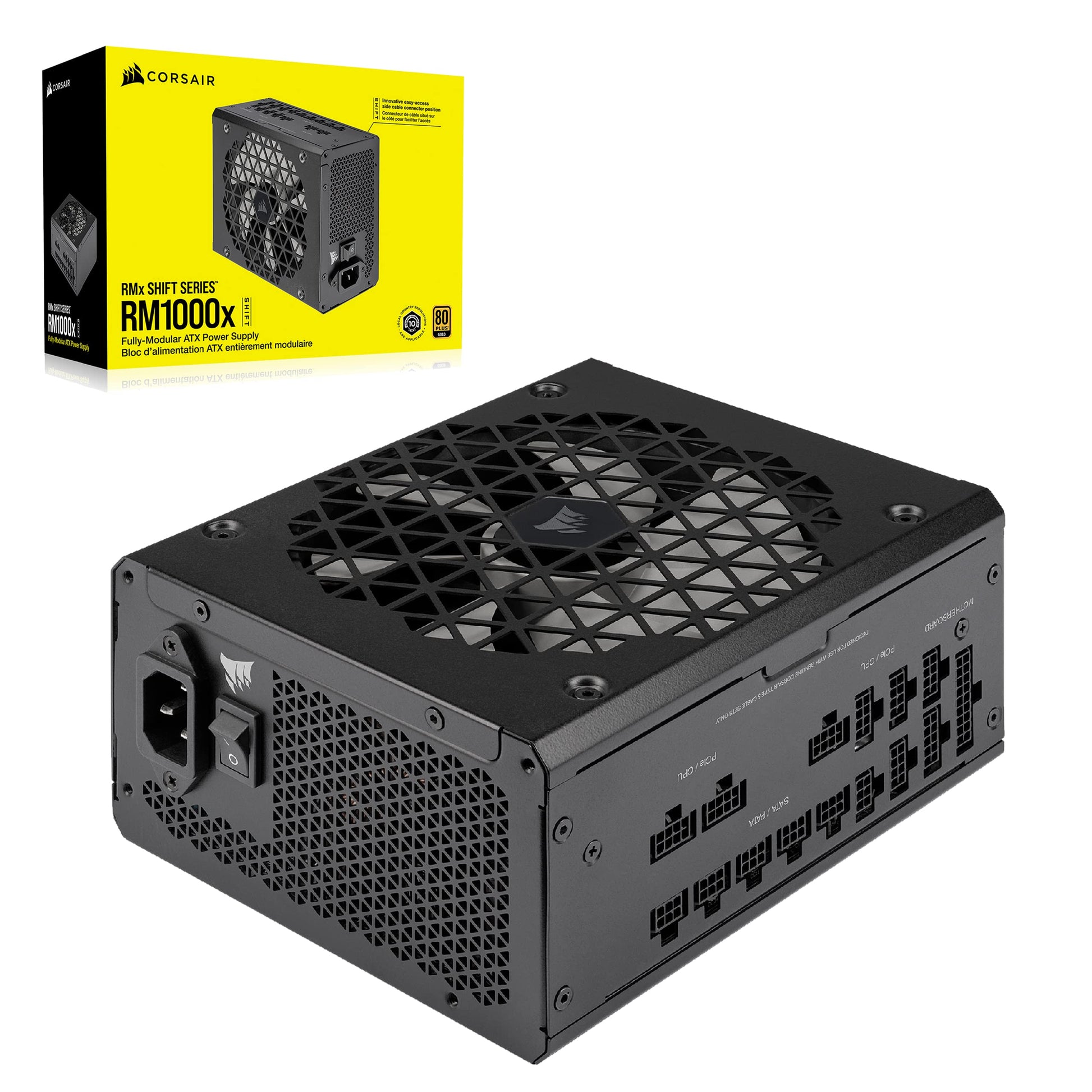 Corsair RM850x Shift - pilnībā modulārs ATX barošanas bloks ar modulāru sānu saskarni.