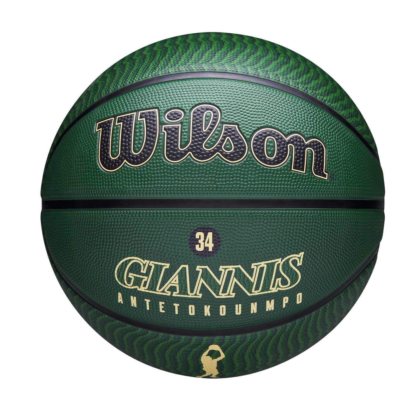 Basketbola bumba Wilson NBA Player Icon Outdoor Giannis Antetokounmpo Milwaukee Bucks, āra un iekštelpām, 7. izmērs, zaļa/bēša