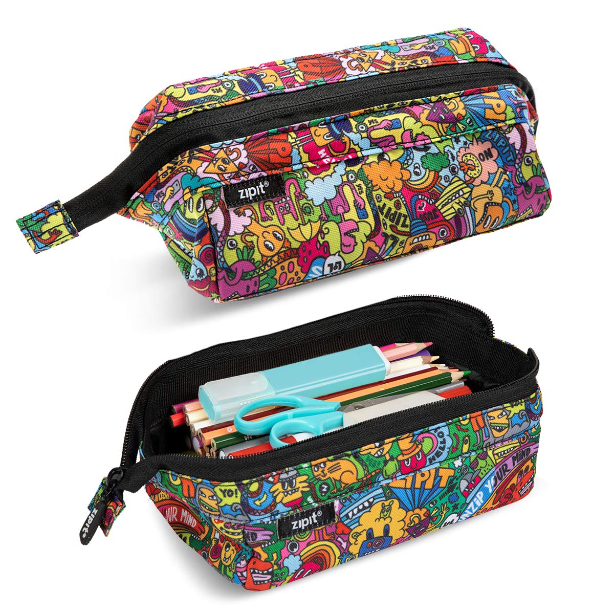 Penālis ZIPIT Lenny ar platu atvērumu skolai, Doodles