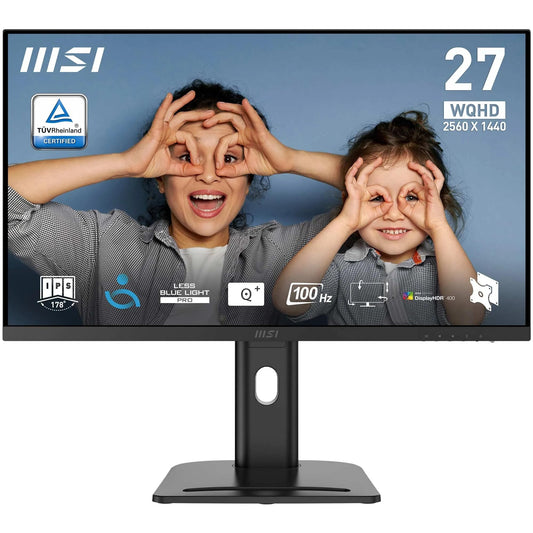 MSI PRO MP273QPDE E2 - 27" WQHD monitor, 2560x1440 IPS, 100Hz, eye-friendly, built-in speakers, ergonomic stand, HDMI 2.0b.