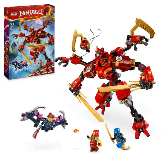 LEGO NINJAGO Kaja nindzjas kāpšanas robots - būvējama figūra, 4 minifigūras, piedzīvojumu komplekts bērniem, dāvana 9+.