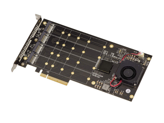 KALEA-INFORMATIQUE PCIe 3.0 x8 M.2 controller card - 4 M.2 NVMe slots, PLX8724 chip, 64GB bandwidth, max 12000MB/s.