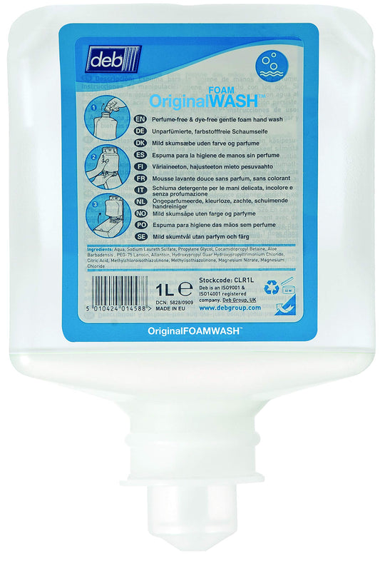 Putas roku mazgāšanas līdzeklis DEB Original Foam Wash, bezkrāsains, 6 x 1 l