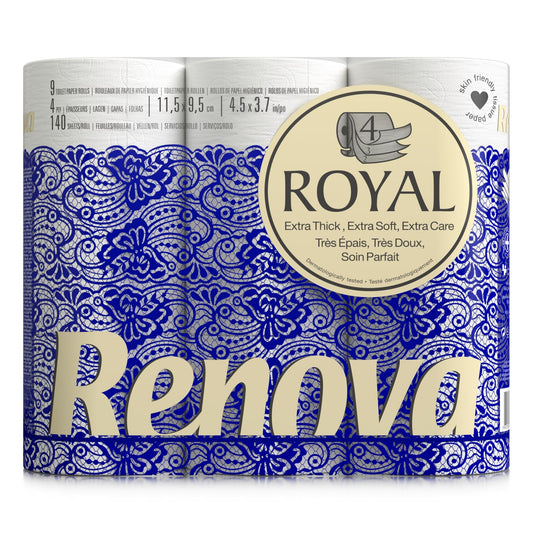 Tualetes papīrs Renova ROYAL, 9 ruļļi, balts, standarta izmērs