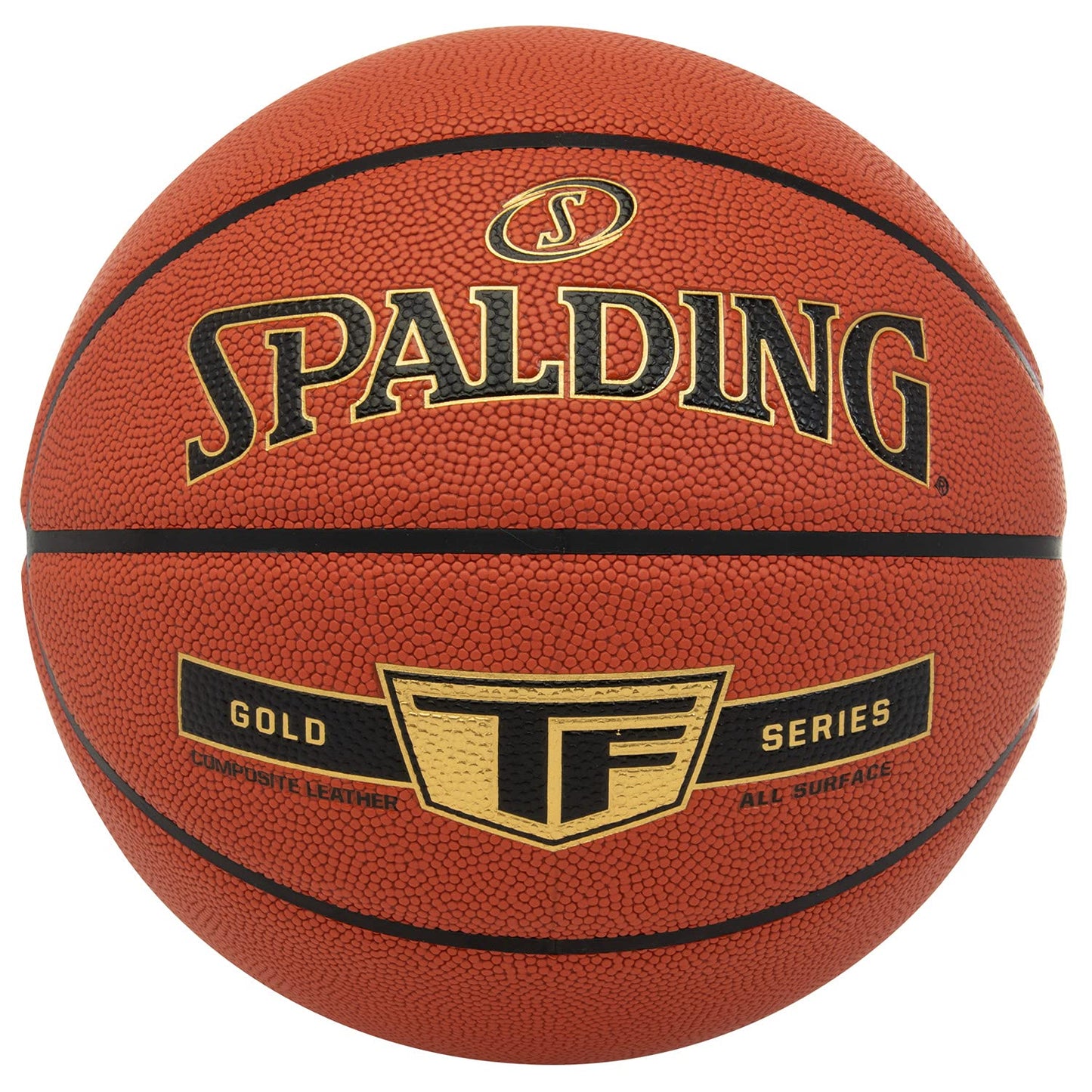 Basketbola bumba Spalding TF Gold, 7. izmērs, sertificēta bumba, ZK Composite, iekštelpām un ārtelpām, neslīdoša, izcila saķere