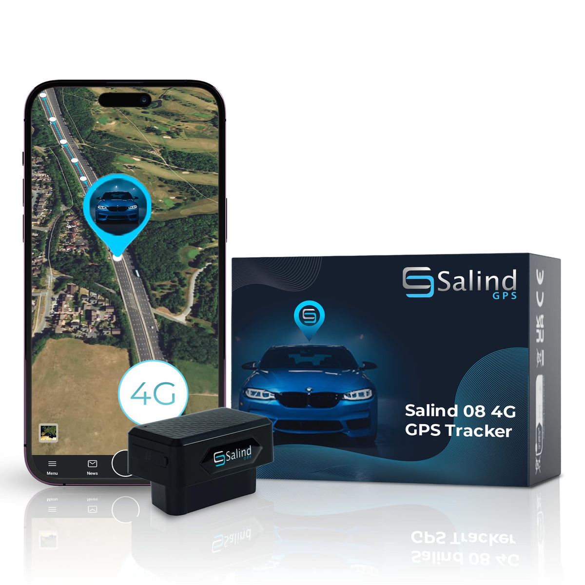 GPS izsekotājs auto SALIND 4G ar OBD2 savienotāju automašīnām, transportlīdzekļiem un kravas automašīnām
