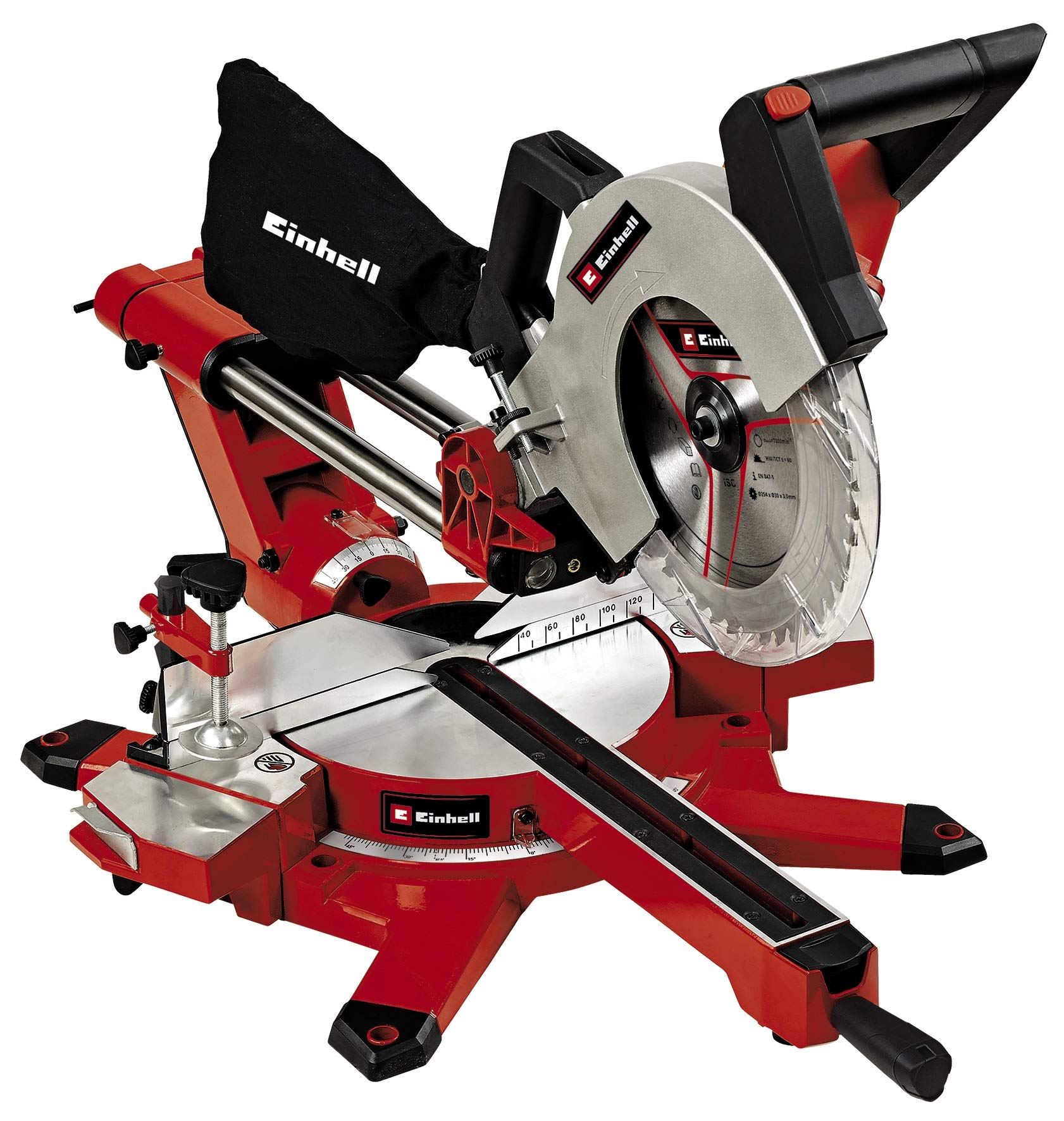Einhell vilkšanas-šķērsgriezuma leņķzāģis TE-SM 2534 Dual - 1800 W, 90 mm griešanas dziļums, 310 mm platums, lāzers, abpusēji noliecams.