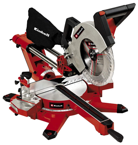 Einhell vilkšanas-šķērsgriezuma leņķzāģis TE-SM 2534 Dual - 1800 W, 90 mm griešanas dziļums, 310 mm platums, lāzers, abpusēji noliecams.