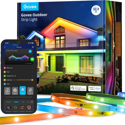 Govee 10m lauka LED lente, RGBIC āra apgaismojums, IP65