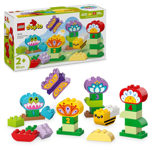 LEGO DUPLO Town Radošais ziedu dārzs - kraušanas rotaļlieta, veicina pirkstu veiklību un radošu spēli bērniem no 2 gadiem.