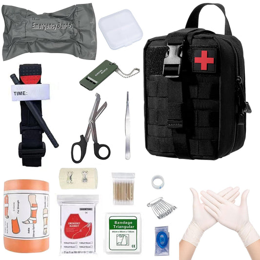 Pirmās palīdzības komplekts, medicīnas taktiskā soma, medicīnas soma kempingam, medībām, pārgājieniem, mājām, auto un piedzīvojumiem, traumu komplekts, militārs kaujas izdzīvošanas EDC asiņošanas kontrolei