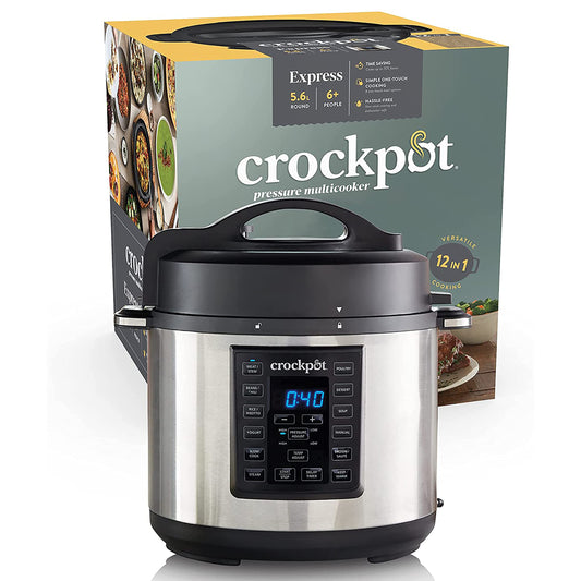 Crock-Pot Express katls | programmējams 12-in-1 daudzfunkcionāls katls ar lēno vārīšanu, tvaicēšanu un sautēšanu | 5,6 litri (6–7 personas) | nerūsējošais tērauds [CSC051X]