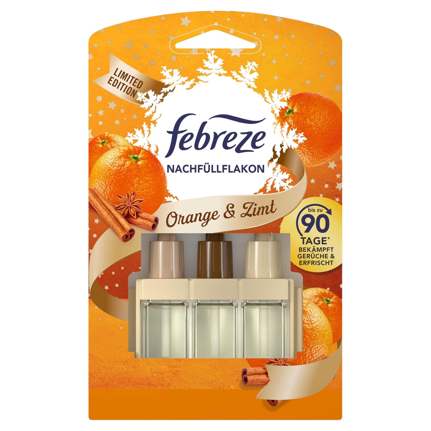 Febreze 3Volution elektriskā gaisa atsvaidzinātāja uzpildes flakons Orange & Zimt, 20 ml, 3 mainīgi aromāti smaku novēršanai