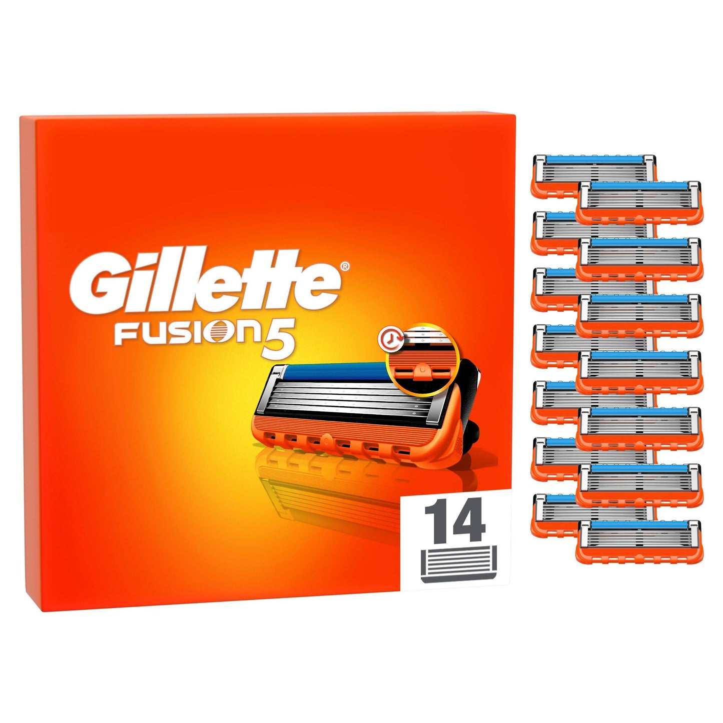 Gillette Fusion 5 skuvekļu asmeņi skuvekļiem, 14 rezerves asmeņi mitrās skūšanās vīriešiem ar 5 asmeņiem, ražots Vācijā