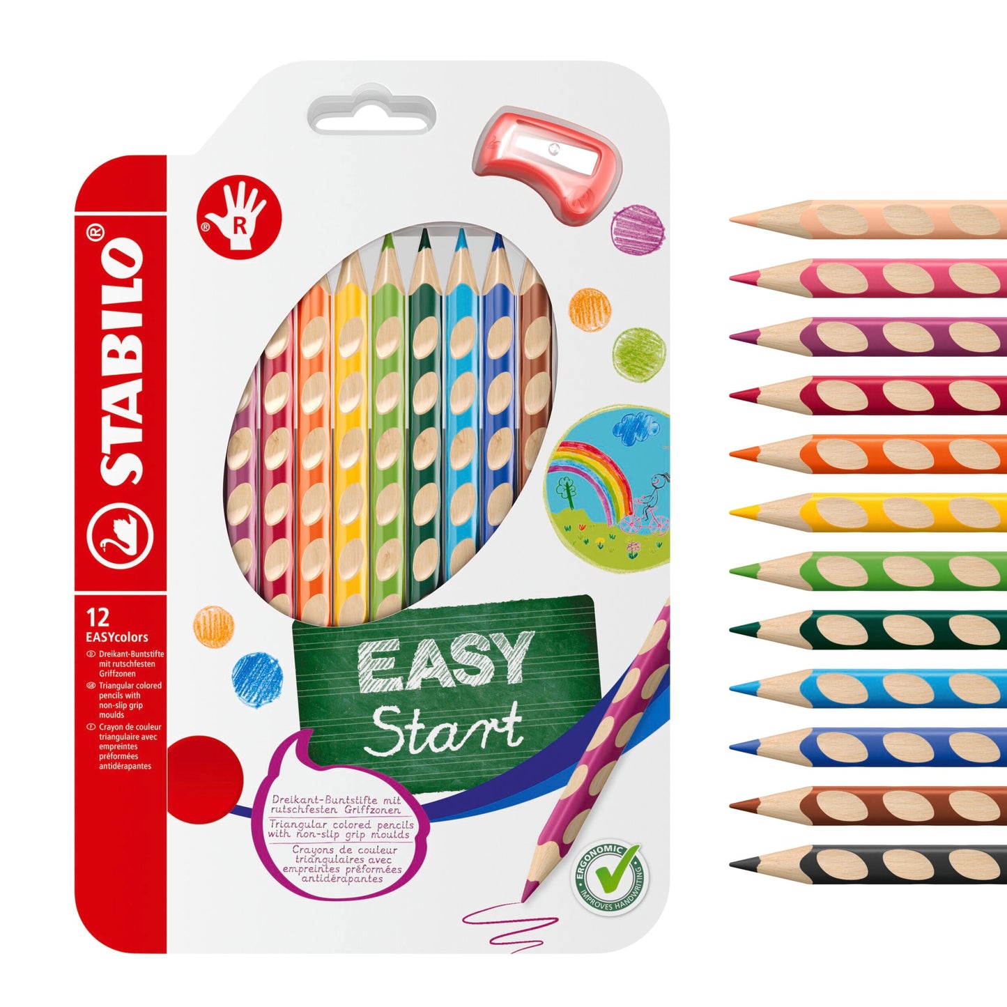 Ergonomisks biezs krāsainais zīmulis labročiem STABILO EASYcolors